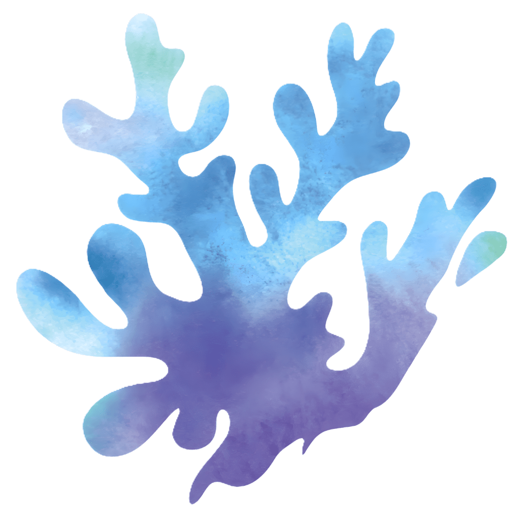 a variation on Coral Reef Consulting's coral icon that features dark purple and multiple shades of blue 